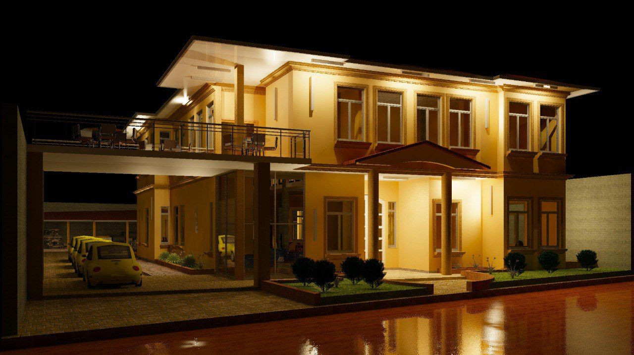Vivienda de dos niveles con iluminación exterior